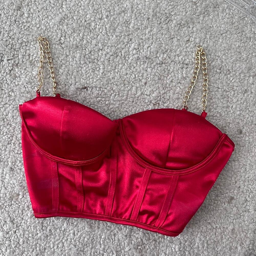 Red corset tank top